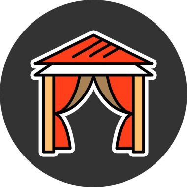 Plaj çadırı ağ ikonu vektör çizimi