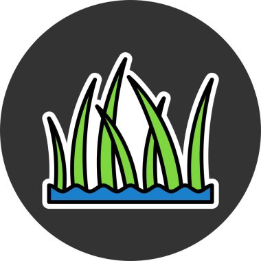 Plaj çimeni ağ ikonu vektör illüstrasyonu