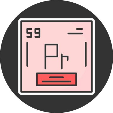 Praseodim. Kimyasal ikon web illüstrasyonu