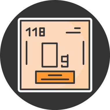 Oganesson. Kimyasal ikon web illüstrasyonu