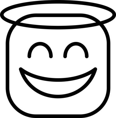 Beyaz arkaplanda Halo simgeleriyle gülen yüz, vektör illüstrasyonu