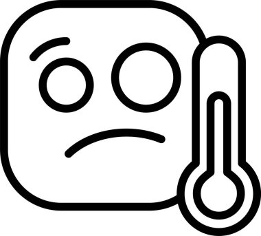 Beyaz arkaplanda termometre simgeleri olan yüz, vektör illüstrasyonu