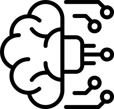 Beyaz arkaplan üzerindeki Bilişsel Hesaplama simgesi, vektör illüstrasyonu 