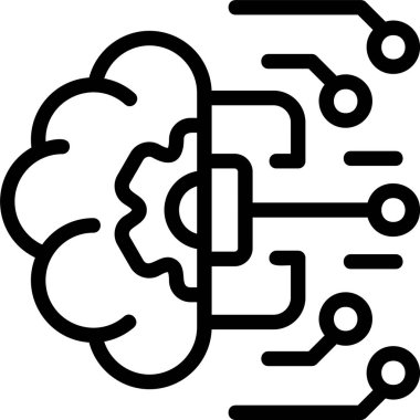 Beyaz arkaplanda akıllı yapay zeka simgeleri, vektör illüstrasyonu