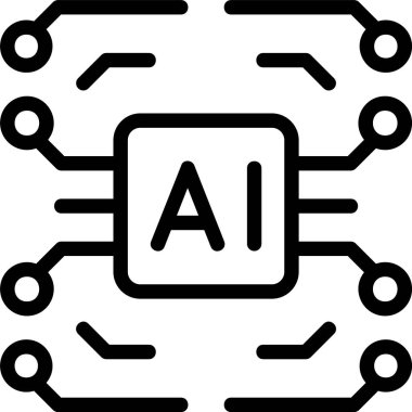 Beyaz arkaplanda AI Chip simgesi, vektör illüstrasyonu 