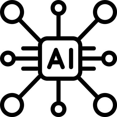 Beyaz arkaplanda nöral yapay zeka simgesi, vektör illüstrasyonu 