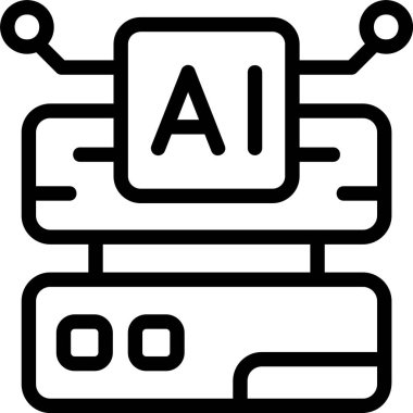 Beyaz arkaplanda AI Veri simgesi, vektör illüstrasyonu 