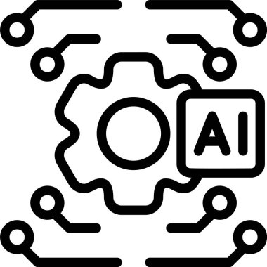 Beyaz arkaplanda yapay zeka simgesi, vektör illüstrasyonu 