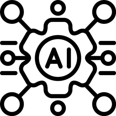 Beyaz arkaplanda bilişsel yapay zeka simgesi, vektör illüstrasyonu 