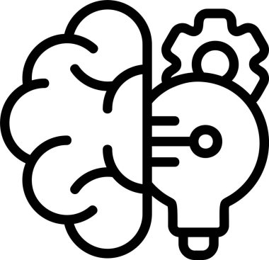 Beyaz arkaplanda makine zekası simgesi, vektör illüstrasyonu 