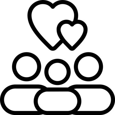 Beyaz arkaplan üzerinde toplumsal çalışma simgesi, vektör illüstrasyonu 