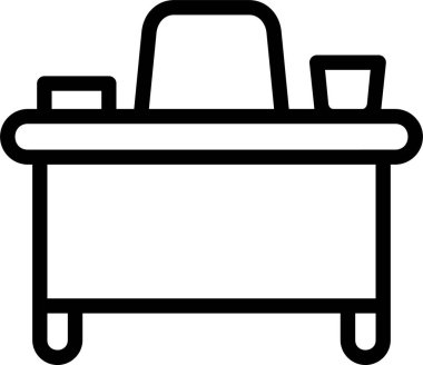 Öğretmenler Masası simgesi beyaz arkaplan, vektör illüstrasyonu 