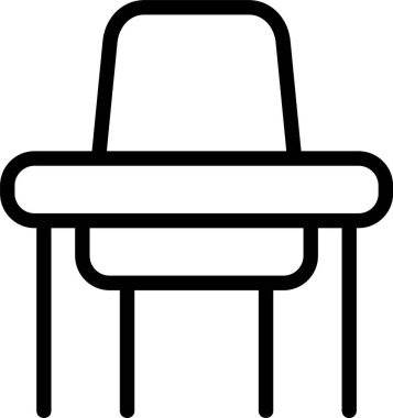 Beyaz arkaplanda Öğrenci Masası simgesi, vektör illüstrasyonu 