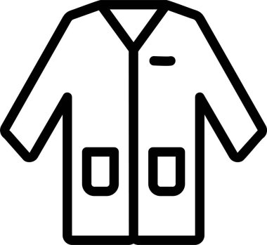 Beyaz arkaplanda laboratuvar önlüğü simgesi, vektör illüstrasyonu 