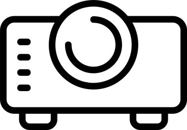 Beyaz arkaplanda projektör simgesi, vektör illüstrasyonu 