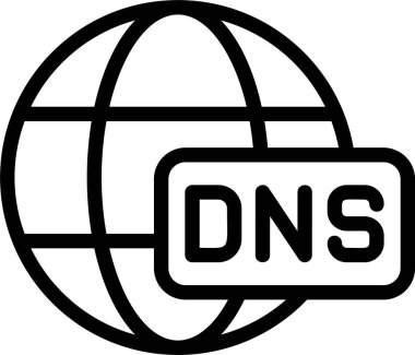 Beyaz arkaplanda DNS simgesi, vektör illüstrasyonu 