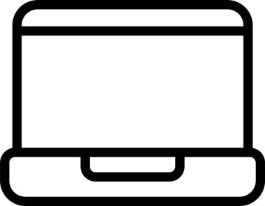 Beyaz arkaplanda dizüstü bilgisayar simgesi, vektör illüstrasyonu 