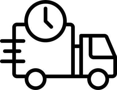 Beyaz arkaplanda Hızlı Teslim simgesi, vektör illüstrasyonu 