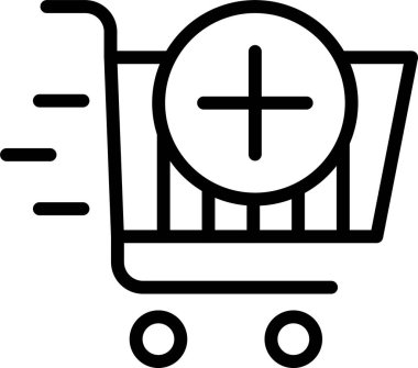 Beyaz arkaplandaki Cart simgesine vektör illüstrasyonunu ekle 