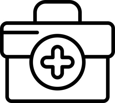 Beyaz arkaplanda ilk Yardım Çantası simgesi, vektör illüstrasyonu 