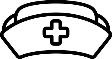 Beyaz arka planda Hemşire Cap simgesi, vektör illüstrasyonu 