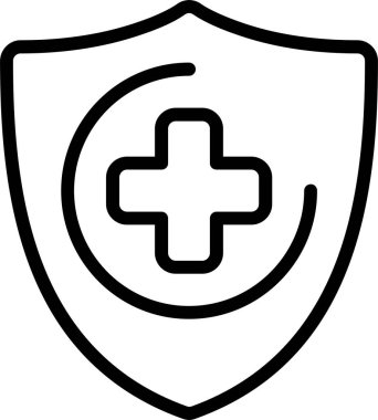 Beyaz arkaplanda Sağlık Kalkanı simgesi, vektör illüstrasyonu 