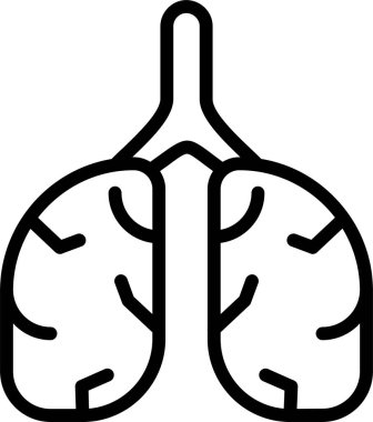 Beyaz arkaplanda akciğer simgesi, vektör illüstrasyonu 