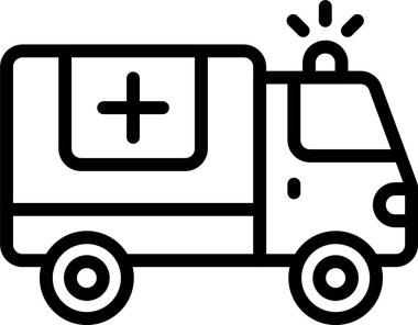 Beyaz arkaplanda ambulans simgesi, vektör illüstrasyonu 