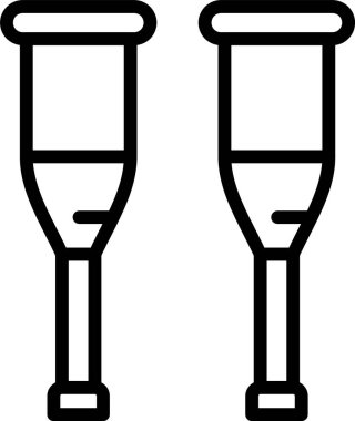 Beyaz arkaplanda koltuk değnekleri simgesi, vektör illüstrasyonu 