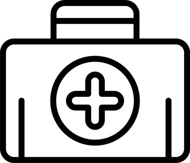 Beyaz arkaplanda ilk Yardım Çantası simgesi, vektör illüstrasyonu 