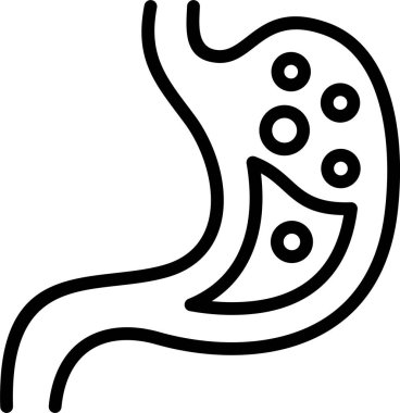 Beyaz arkaplanda Gastroenteroloji simgesi, vektör illüstrasyonu 