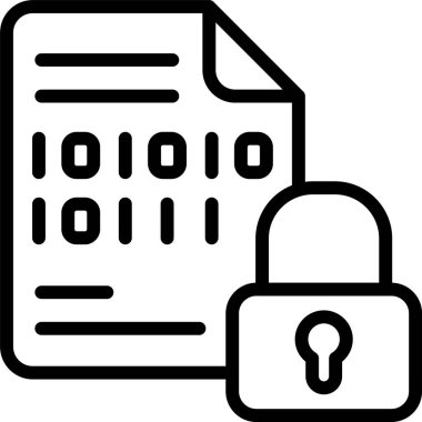 Beyaz arkaplanda şifrelenmiş veri simgesi, vektör illüstrasyonu 