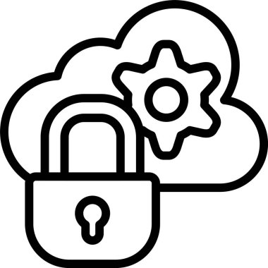 Beyaz arkaplanda bulut güvenlik simgesi, vektör illüstrasyonu 