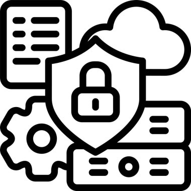 Beyaz arkaplanda veri güvenliği simgesi, vektör illüstrasyonu 