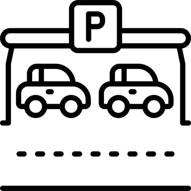  Beyaz arkaplan üzerinde kaplanmış park simgesi, vektör illüstrasyonu 