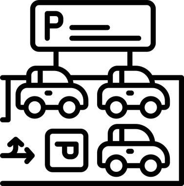  Beyaz arkaplanda park yeri bulundurma durumu simgesi, vektör illüstrasyonu 
