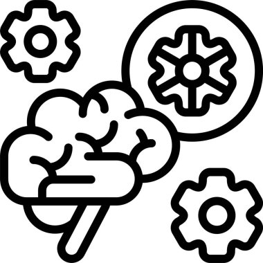 Beyaz arkaplanda Beyin Dişlileri simgesi, vektör illüstrasyonu 