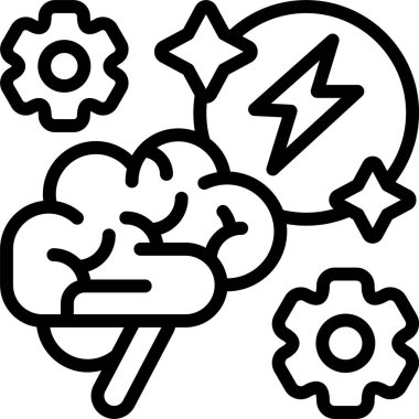 Beyaz arkaplanda Beyin Enerjisi simgesi, vektör illüstrasyonu 