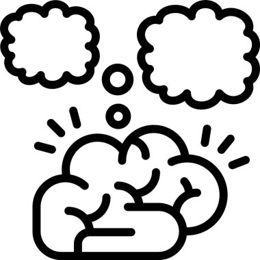 Beyaz arkaplan üzerinde fazla düşünme simgesi, vektör illüstrasyonu 