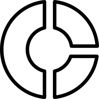 Beyaz arkaplanda İşaretli Donut Grafiği simgesi, vektör illüstrasyonu 