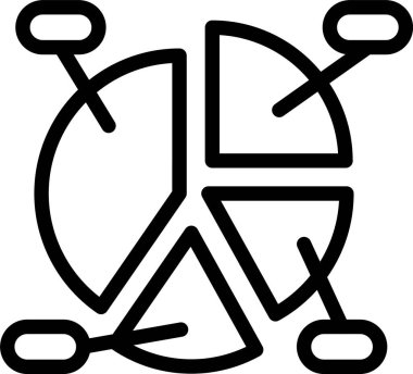 Beyaz arkaplanda Pie Grafik Parçaları simgesi, vektör illüstrasyonu 