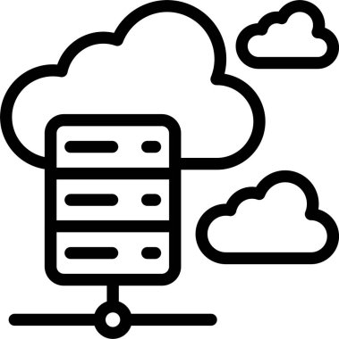 Beyaz arkaplanda bulut sunucu simgesi, vektör illüstrasyonu 