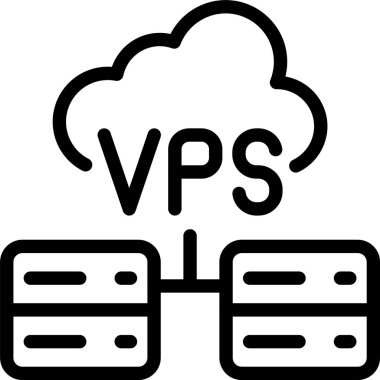 Beyaz arkaplanda VPS sunucu simgesi, vektör illüstrasyonu 