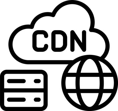 Beyaz arkaplan üzerindeki CDN simgesi, vektör illüstrasyonu 