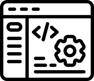 Beyaz arkaplan üzerindeki geliştirme araçları bölüm simgesi, vektör illüstrasyonu 