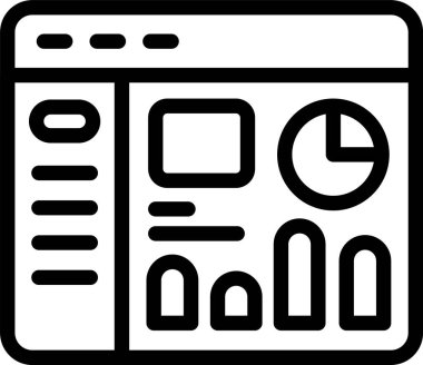 Beyaz arkaplan üzerindeki gösterge paneli UI simgesi, vektör illüstrasyonu