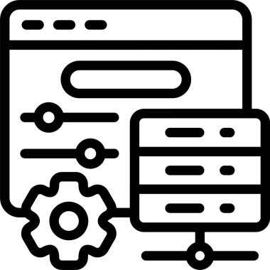 Beyaz arkaplan üzerindeki gelişmiş sunucu ayarları simgesi, vektör illüstrasyonu