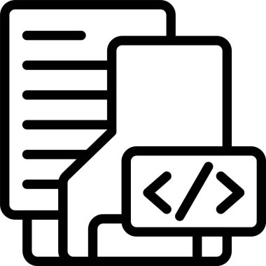 Beyaz arkaplanda kod dizini simgesi, vektör illüstrasyonu