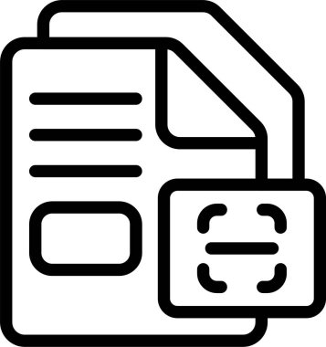 Beyaz arkaplanda taranmış Dosya simgesi, vektör illüstrasyonu 