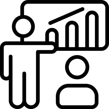 Beyaz arkaplanda sunum becerileri simgesi, vektör illüstrasyonu